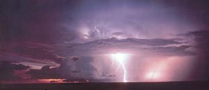 Lightning over the ocean
